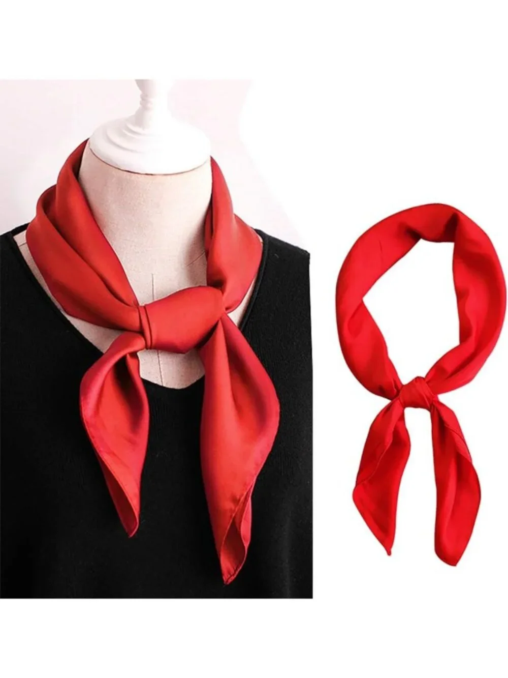 Satin Neck Scarf Set - 6 Pack Square Handkerchiefs for Women - Fashion Accessory